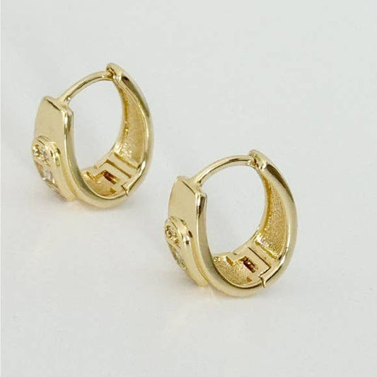 Gold Filled CZ Huggie Hoop Earrings