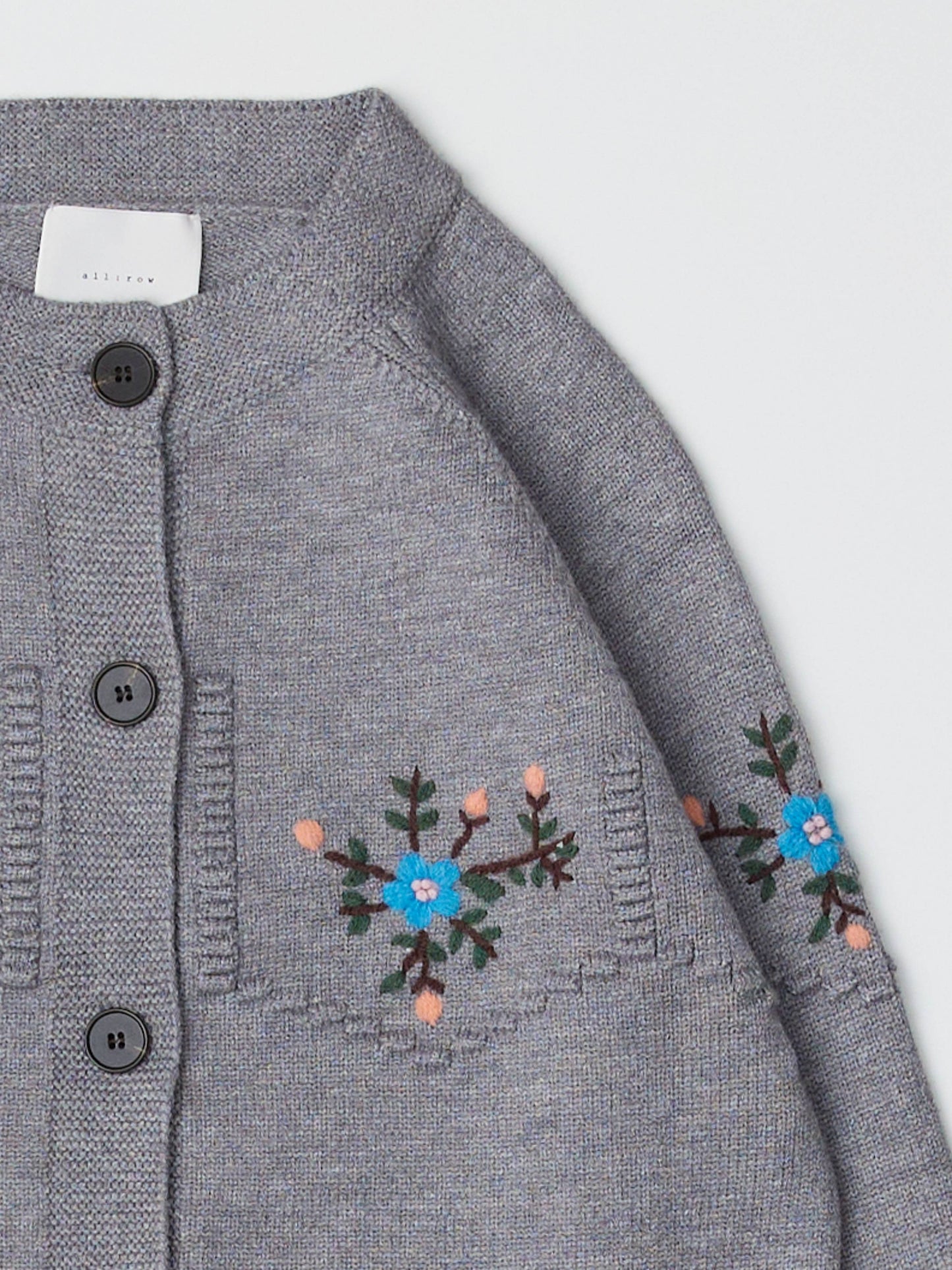 Heather Gray Floral Embroidered Cardigan