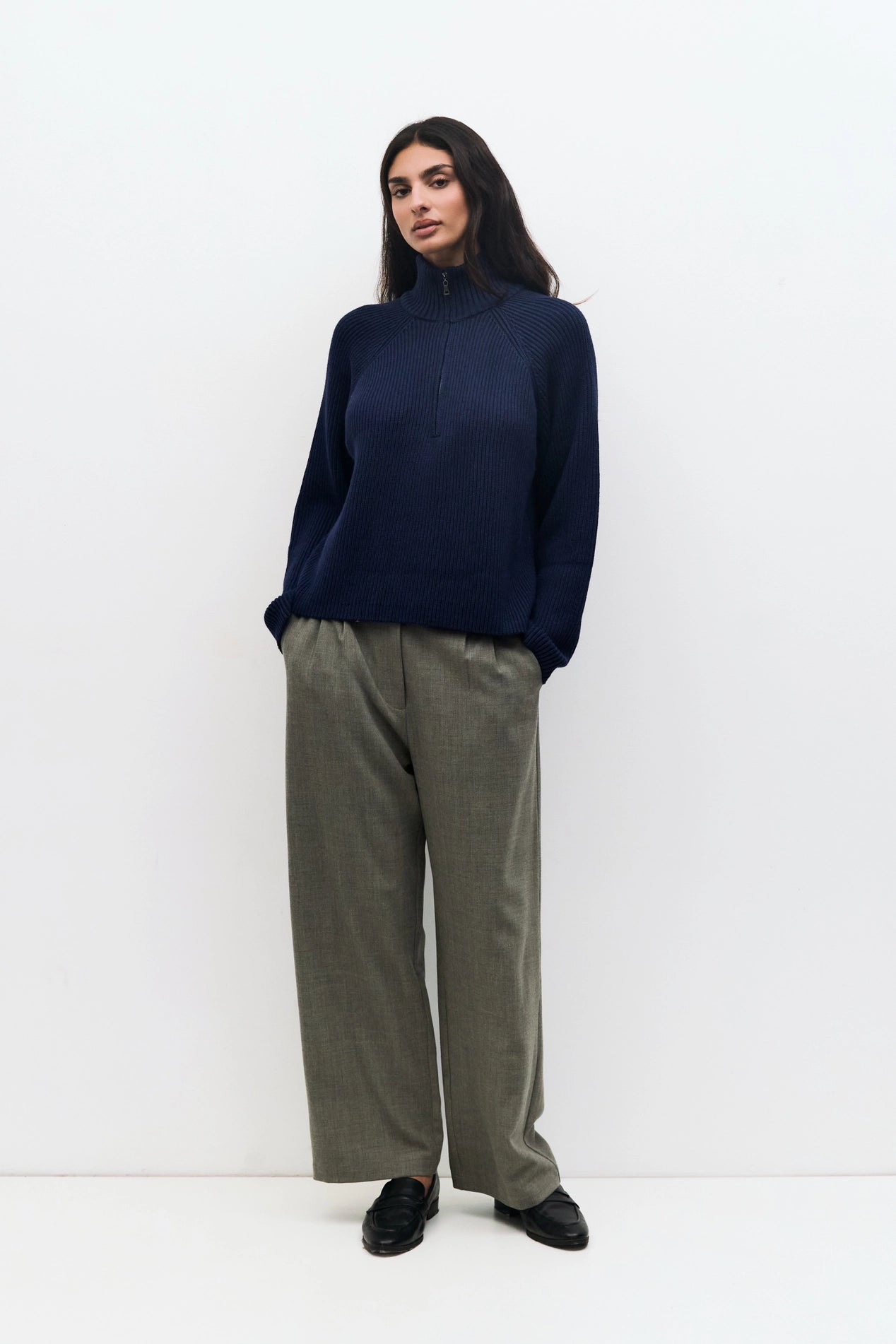 Half-Zip Ribbed Sweater