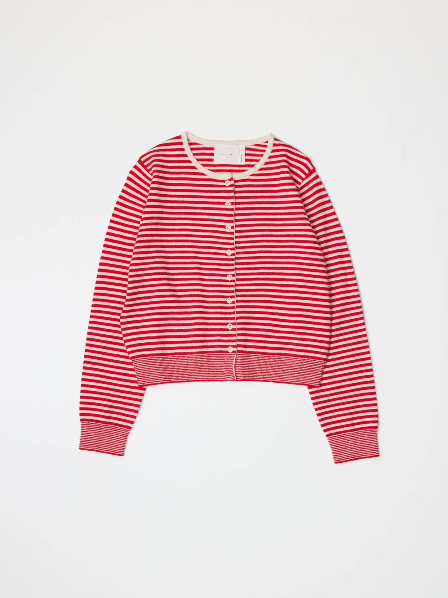 Striped Button Down Round Neck Cardigan