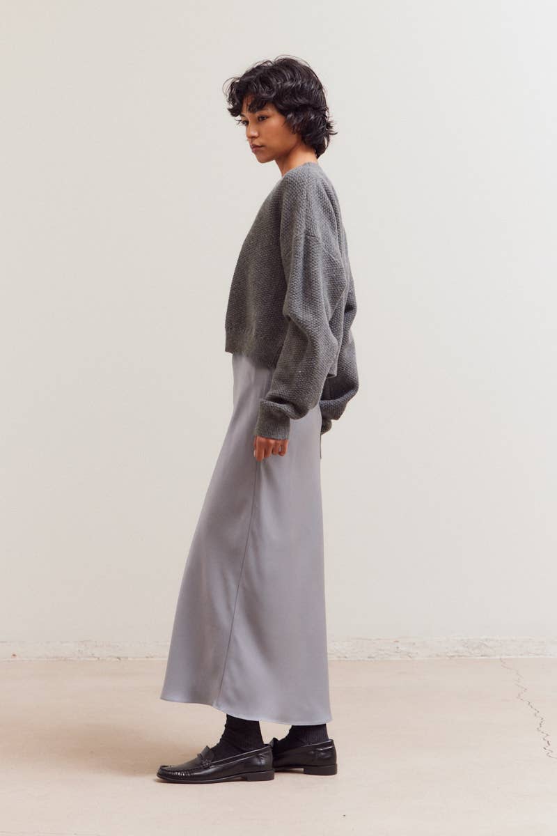 Mock Neck Textured Cropped Sweater