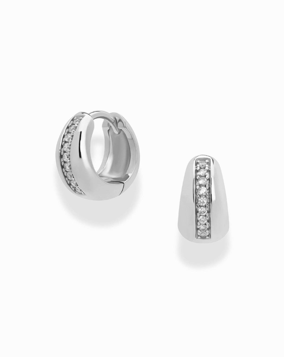 Silver CZ Huggie Earrings