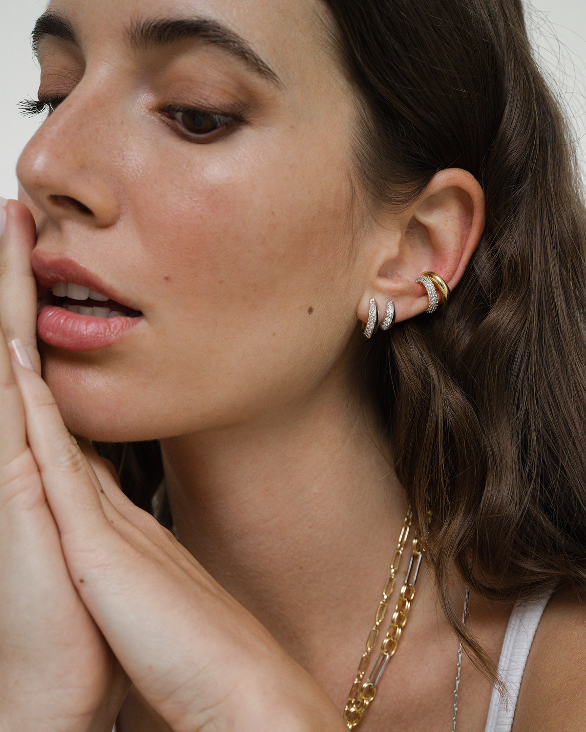 Silver Pave Huggie Earrings
