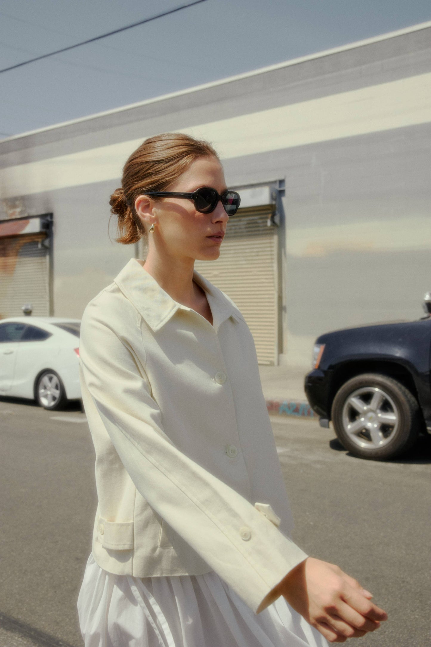 Cream Short Trench Jacket