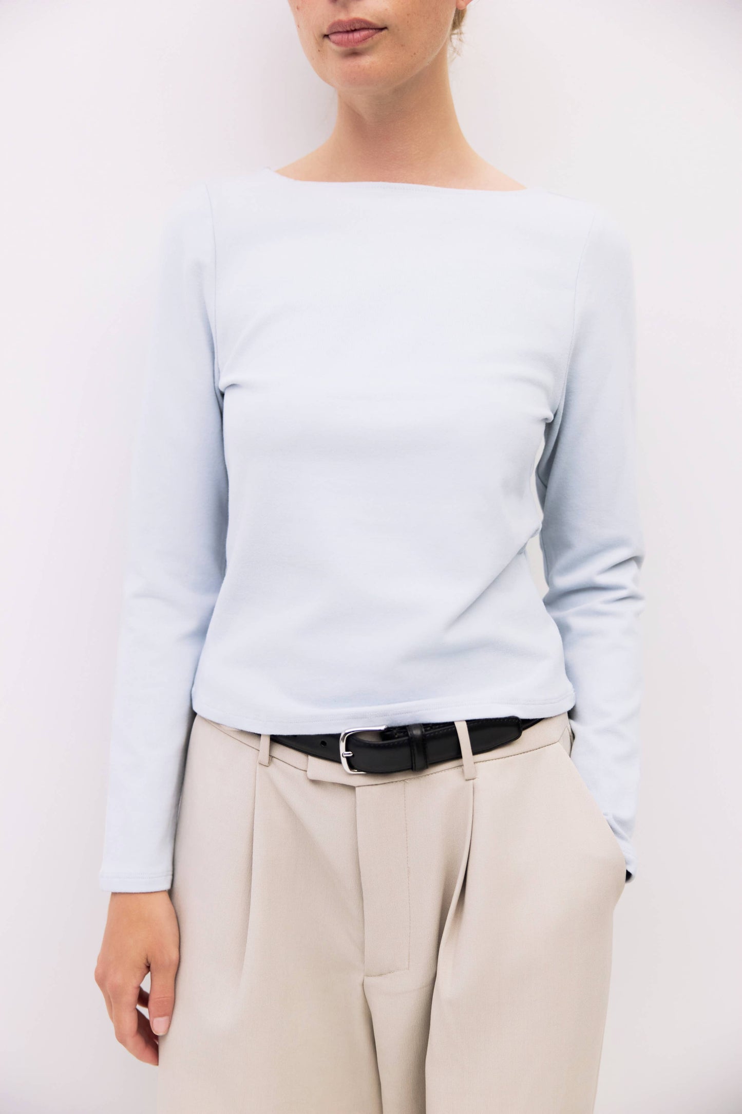 Brushed Jersey Long Sleeve Fitted Tee