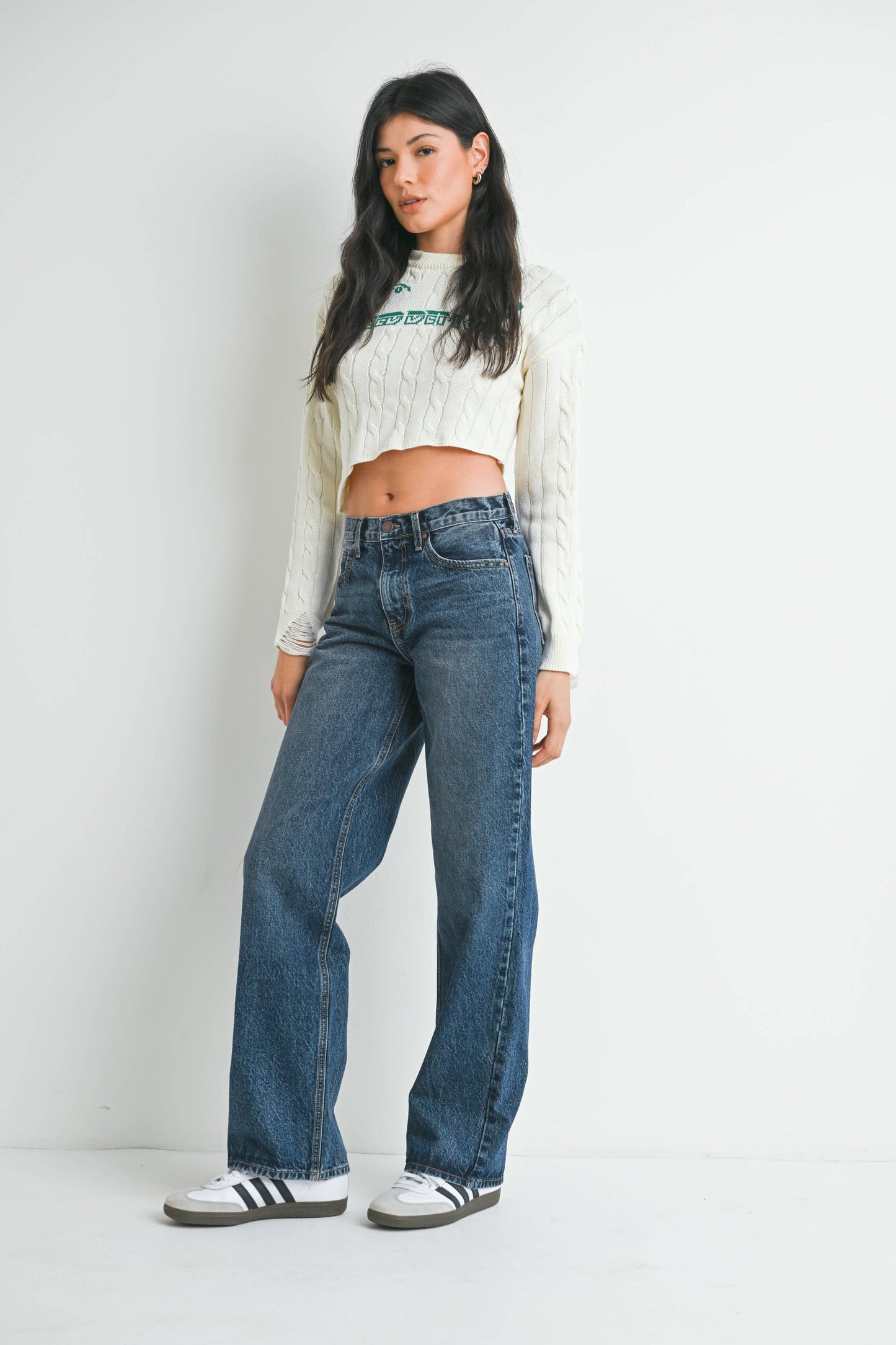 Mid Rise Dark Wash Relaxed Straight Jean - 100% Cotton