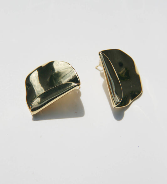Folded Metal Statement Stud Earrings
