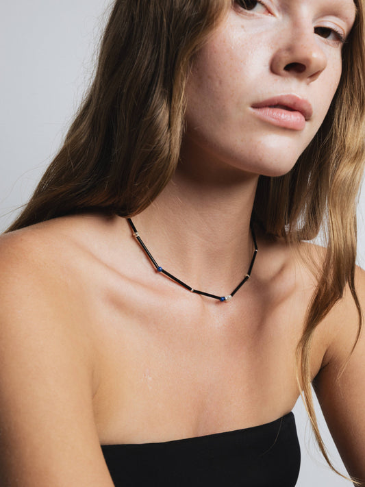 Mixed Lapis & Freshwater Pearl Beaded Necklace