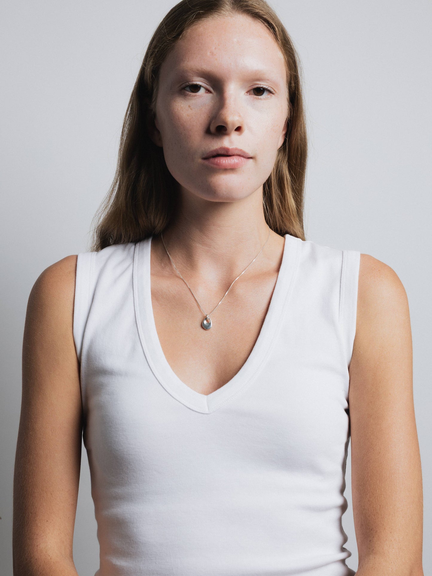 Silver Petal Charm Pendant Necklace