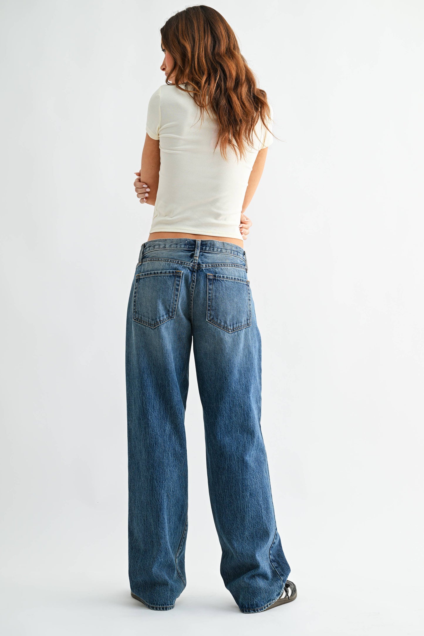 Medium Wash Baggy Straight Leg Jean