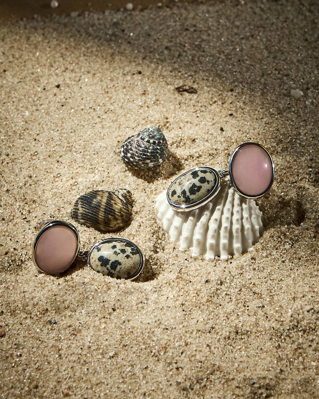 The Rose Quartz Palma Gold Studs