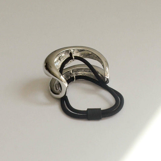 Silver Wide Sculptured Metal Ponytail Hair Tie