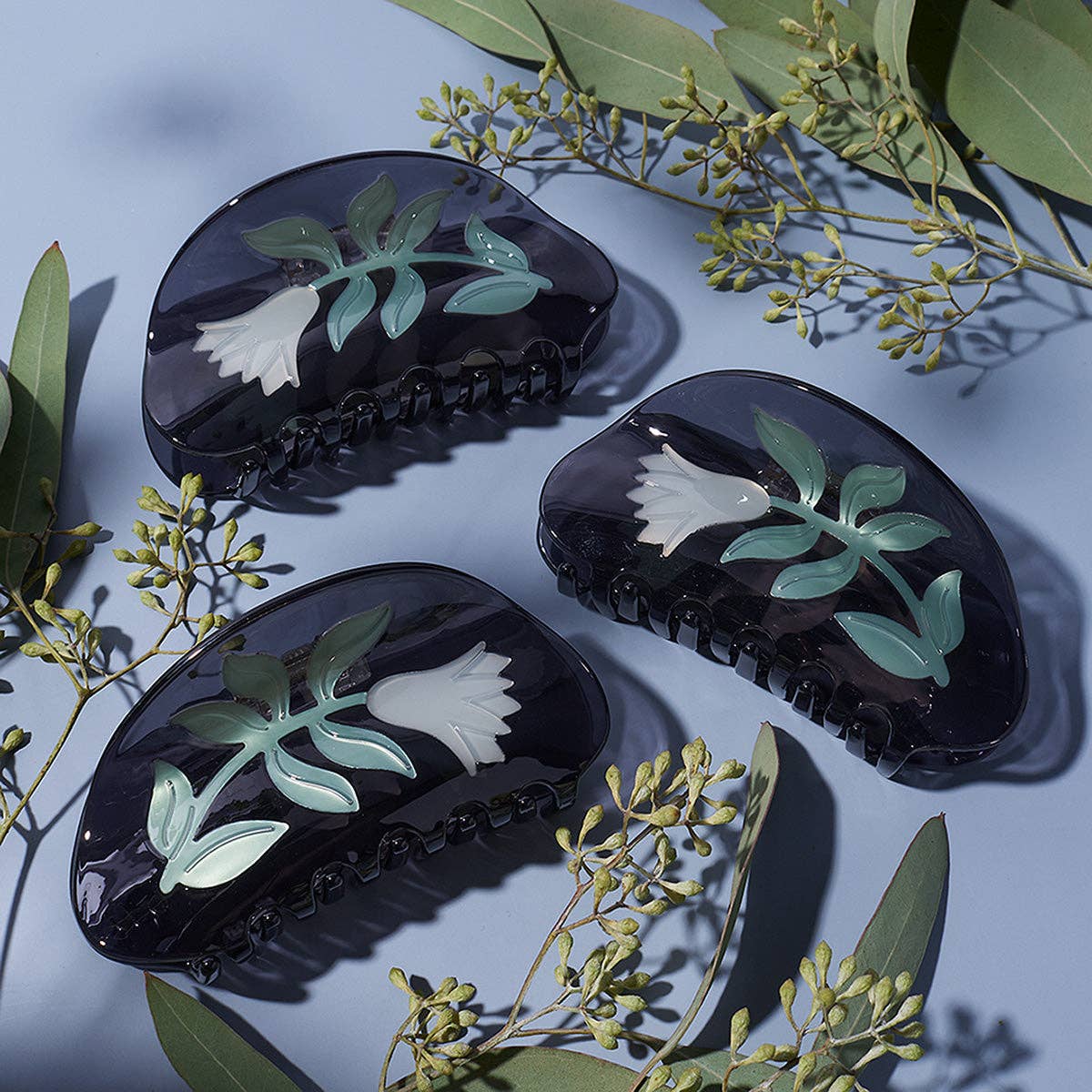 Black Belladonna Floral Hair Claw