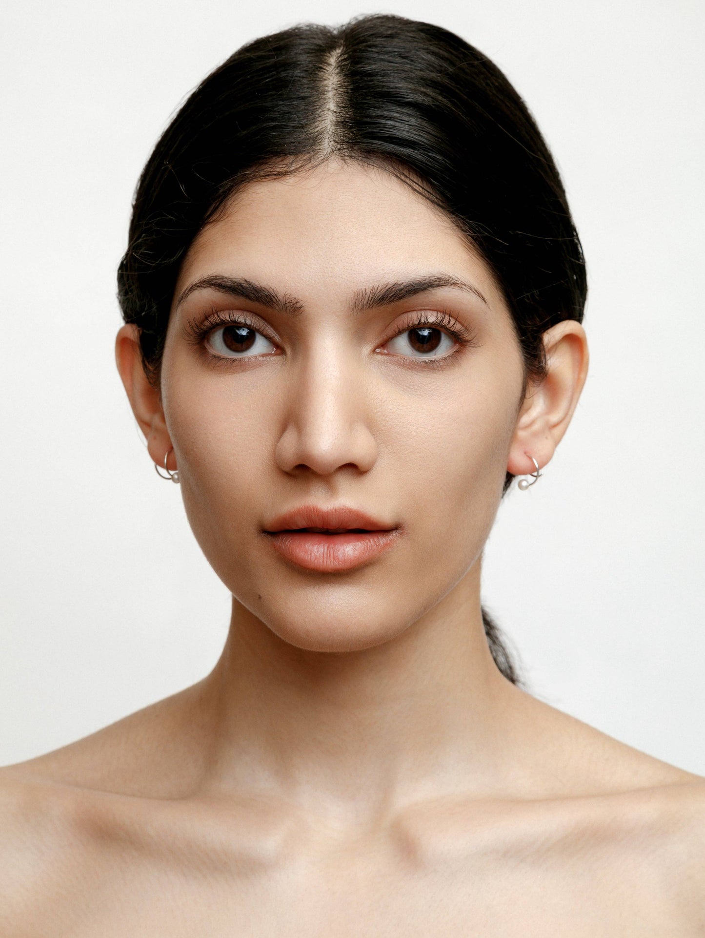 Silver Spiral Freshwater Pearl Earrings