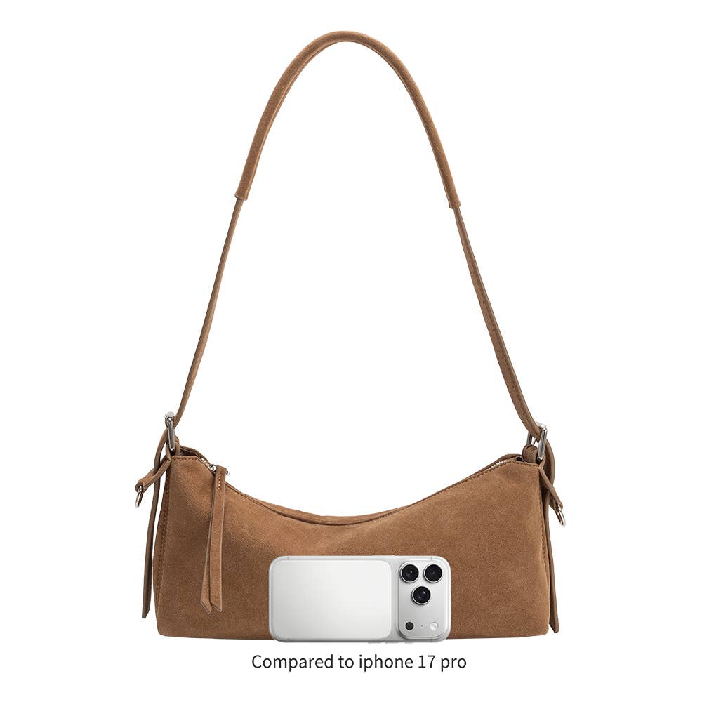 Camel Vegan Suede Valeria Shoulder Bag