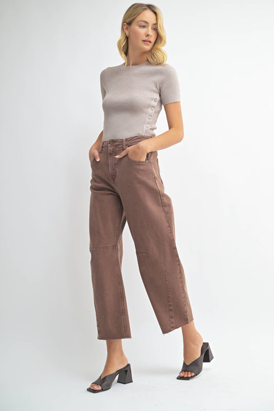 Espresso Seamed Barrel Jean