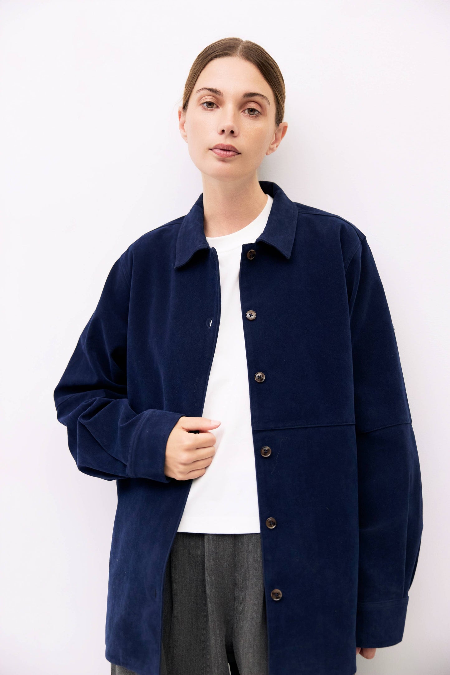 Oversized Faux Suede Shirt Jacket