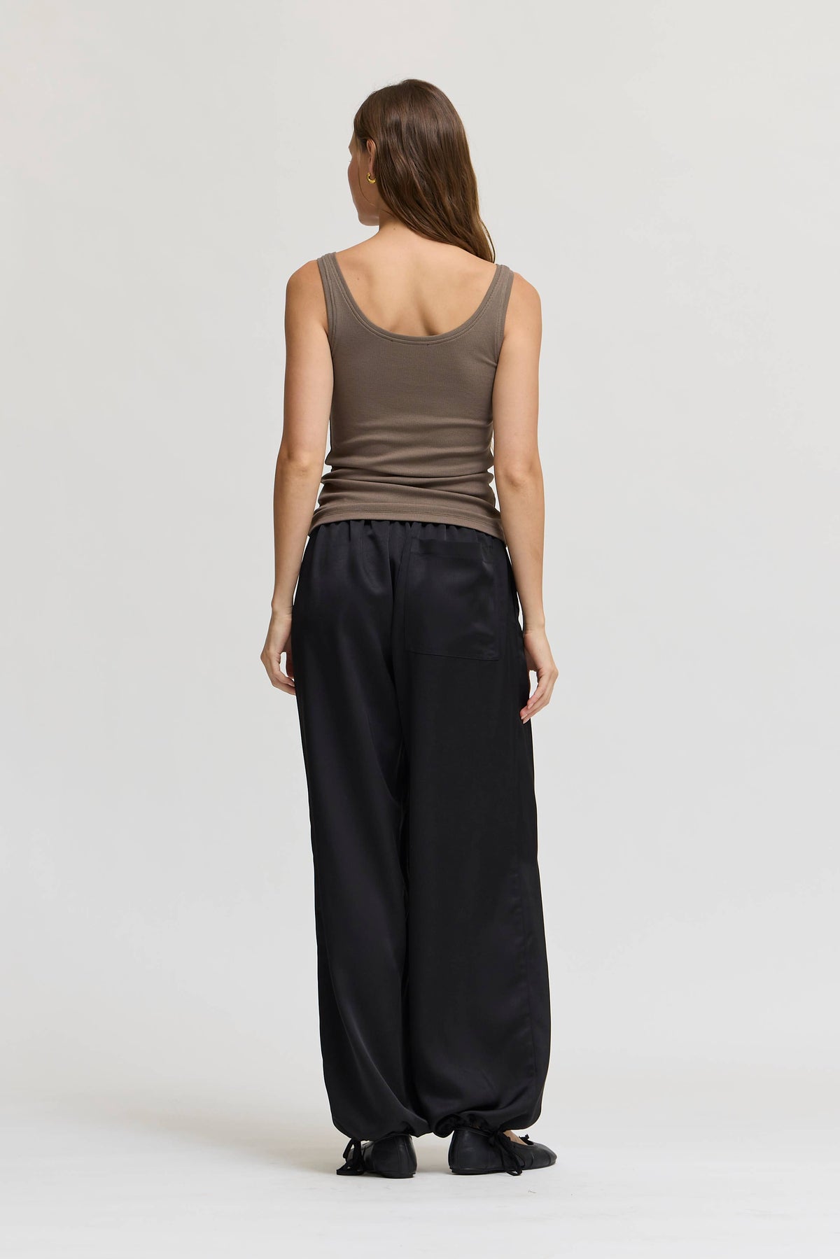 Taupe Brown jersey Scoop Tank Top