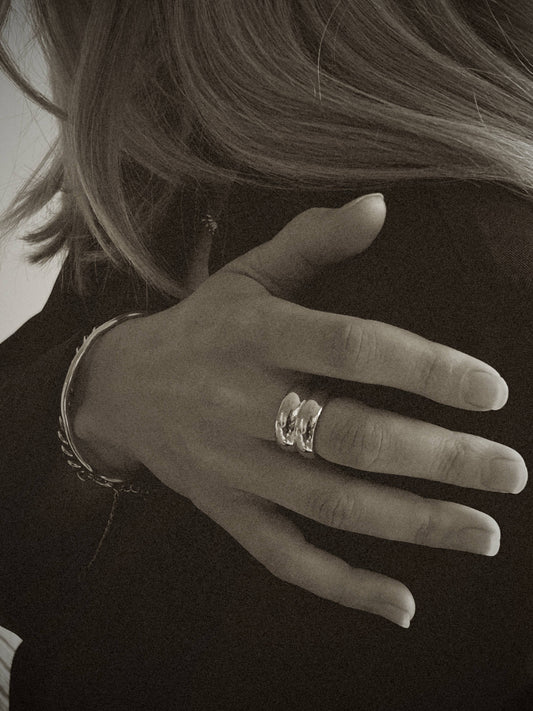 Gold Double Band Chunky Statement Ring