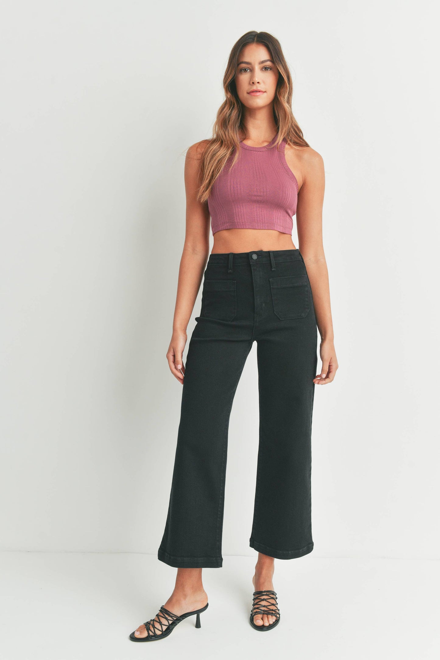 Black Patch Pocket Wide Leg Jean