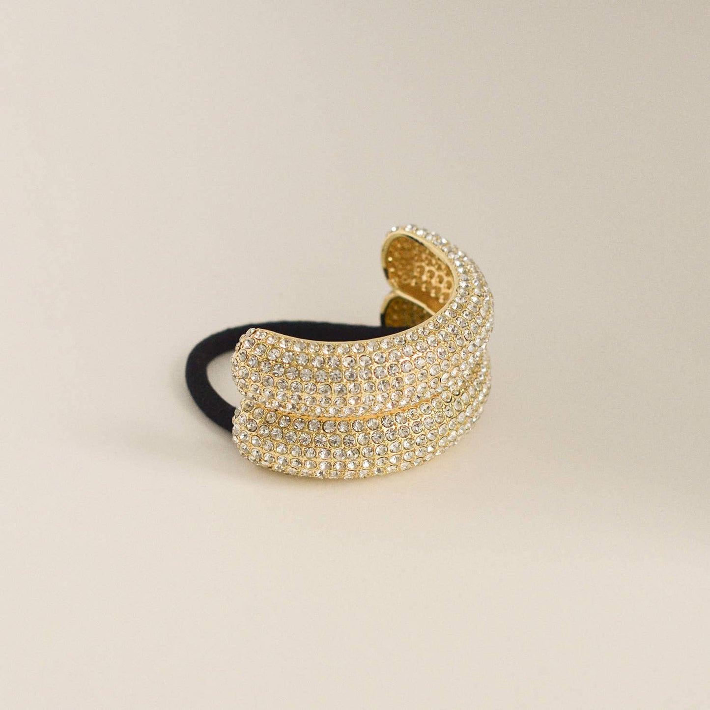 Gold Pavé Stone Double Cuff Hair Tie