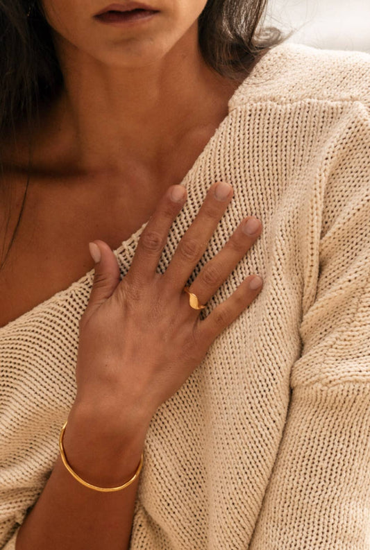Gold Organic Wavy Statement Ring