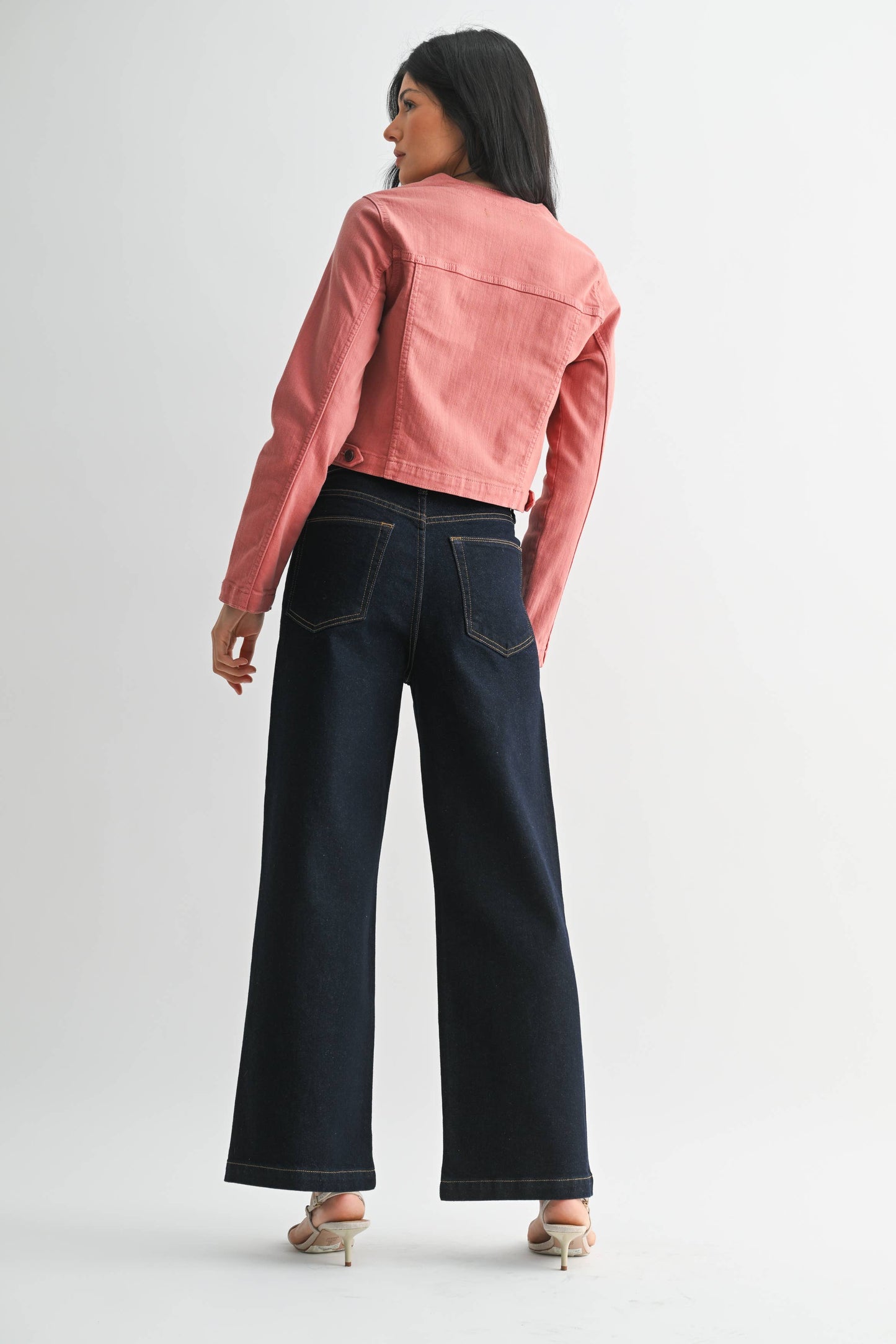 Dark Wash Patch Pocket Wide Leg Jeans