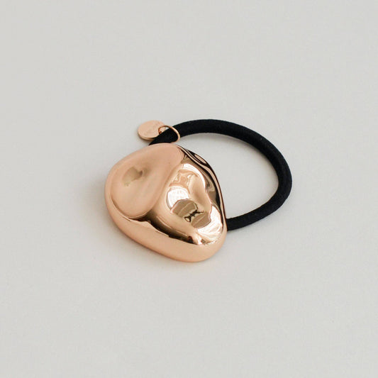 Large Gold Pebble-Shaped Metal Hair Tie
