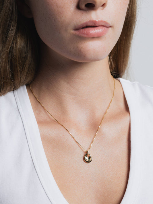 Gold Petal Charm Pendant Necklace