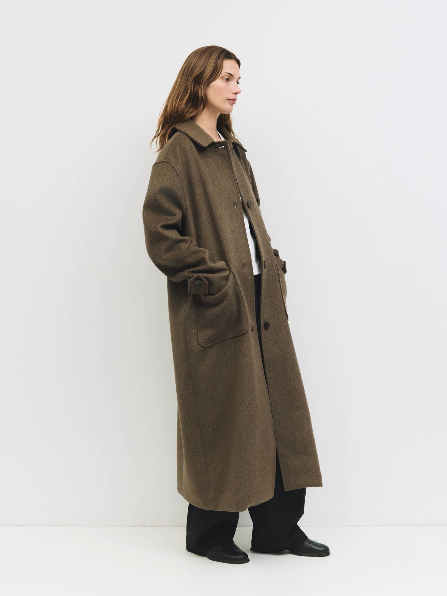 Brown Wool Classic Long Coat