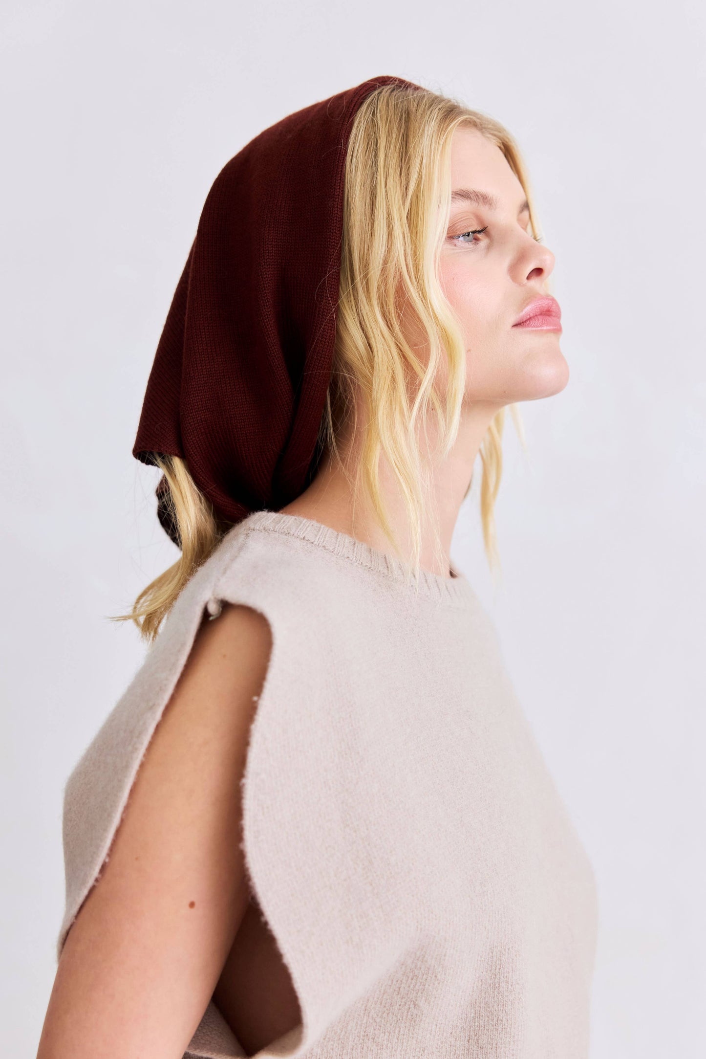 Dark Walnut Brown Wool Triangle Scarf