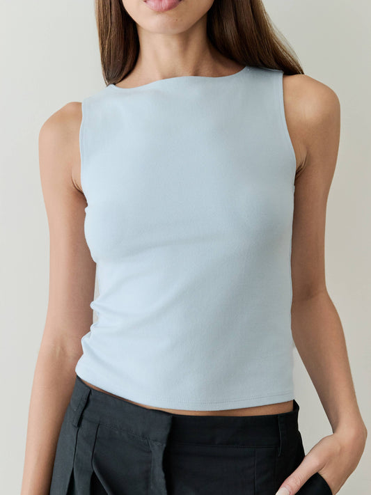 Brushed Knit Boat Neck Top