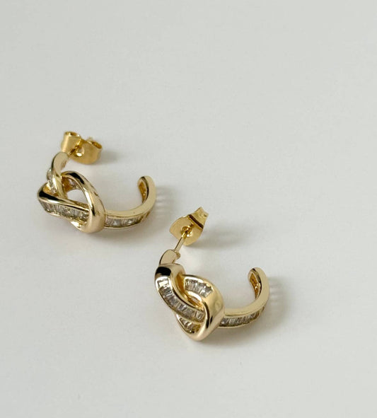 18K Gold Filled CZ Stone Knot Stud Earrings