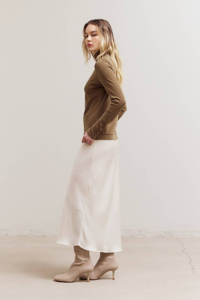 Brushed Mock Neck Long Sleeve Top