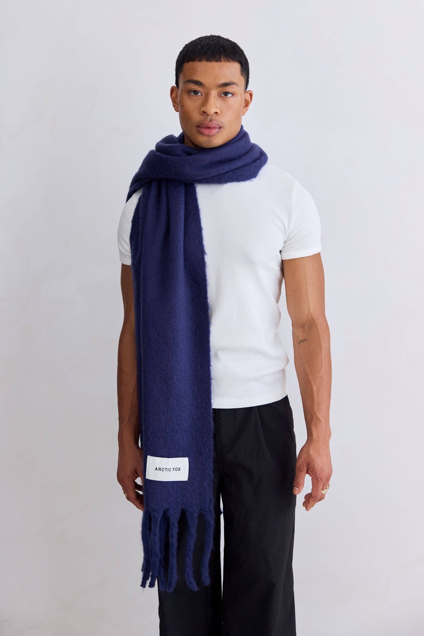 Midnight Blue Brushed Oversized Scarf