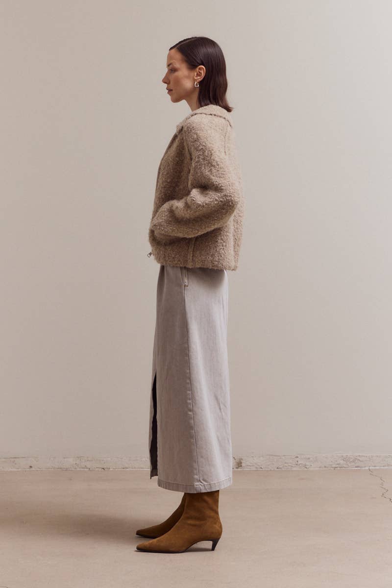 Boucle Knitted Zip-Up Jacket