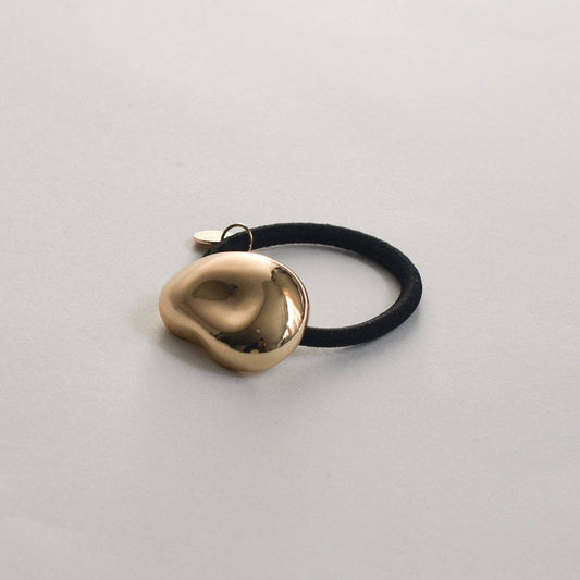 Gold Pebble-Shaped Metal Cuff Hair Tie