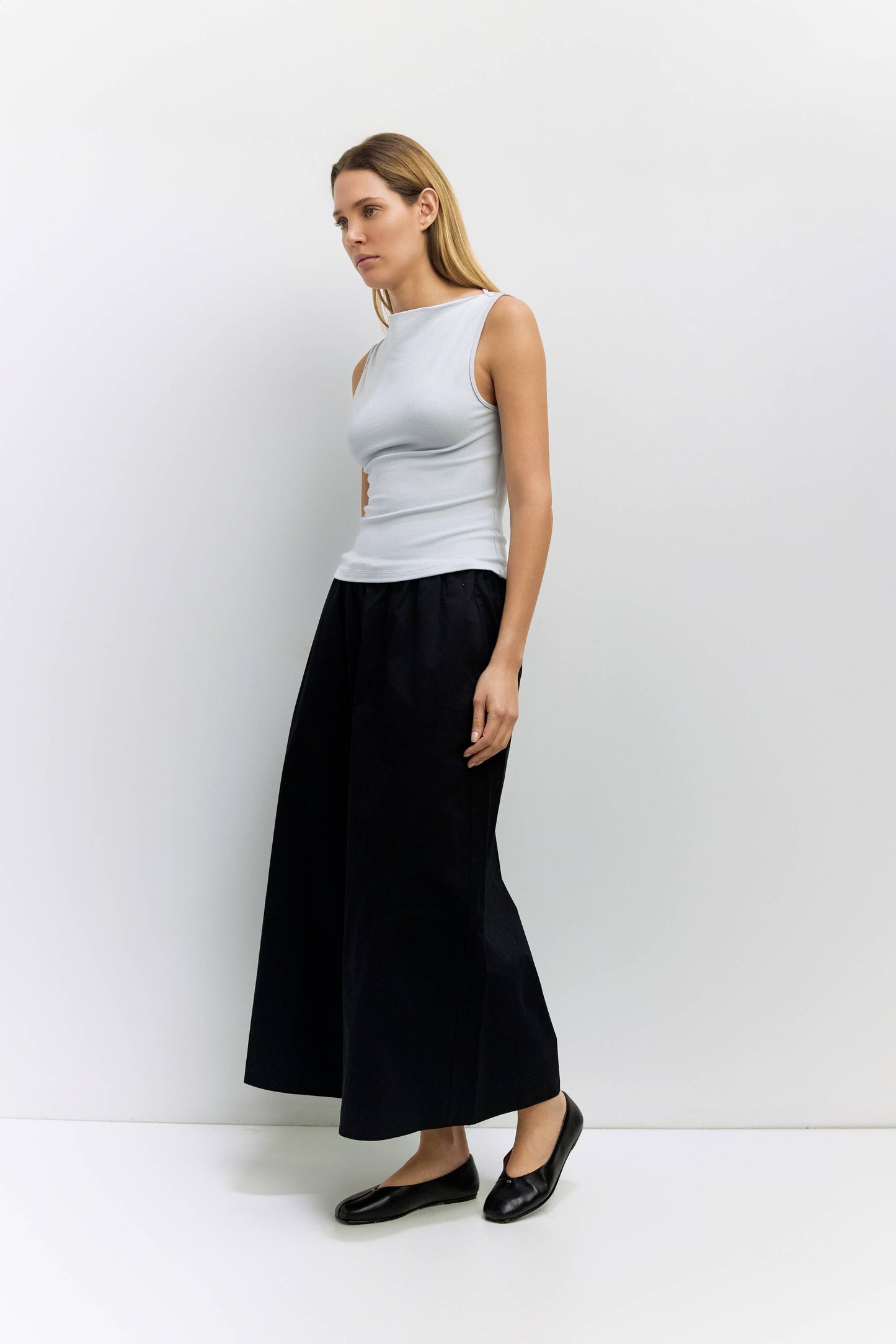 Light Blue Cowl Neck Knit Tank Top