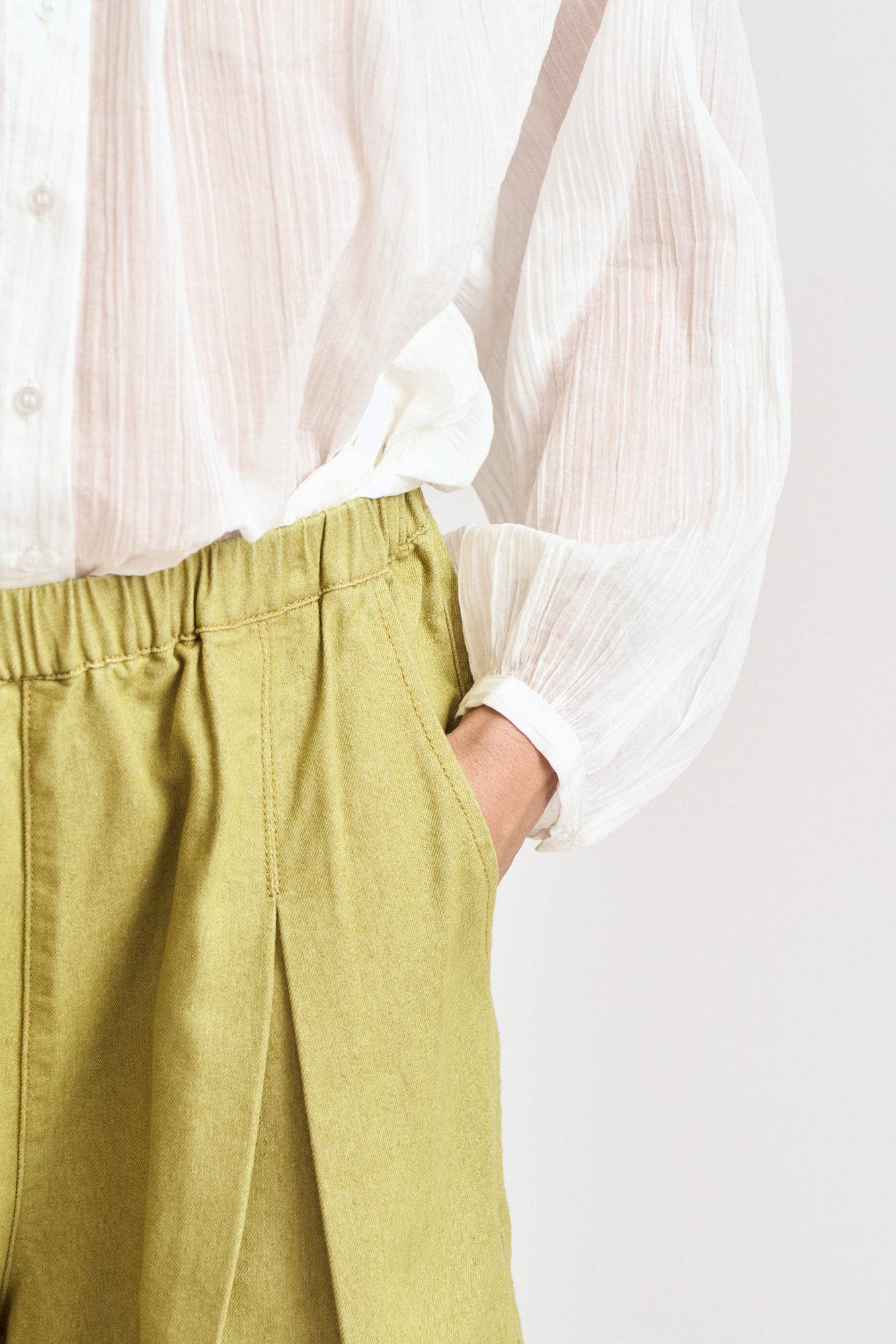White Sheer Textured Cotton Blouse