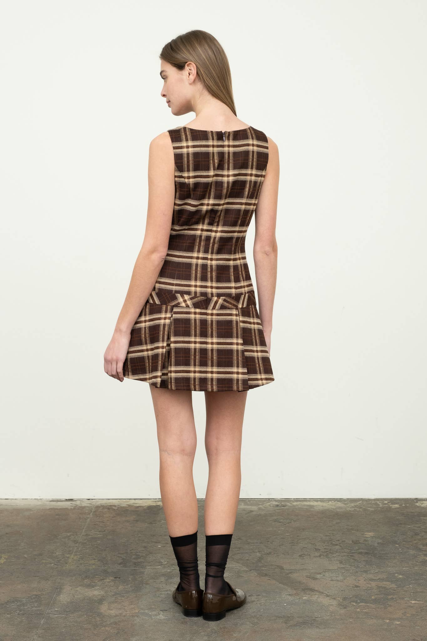Plaid Drop-Waist Mini Dress