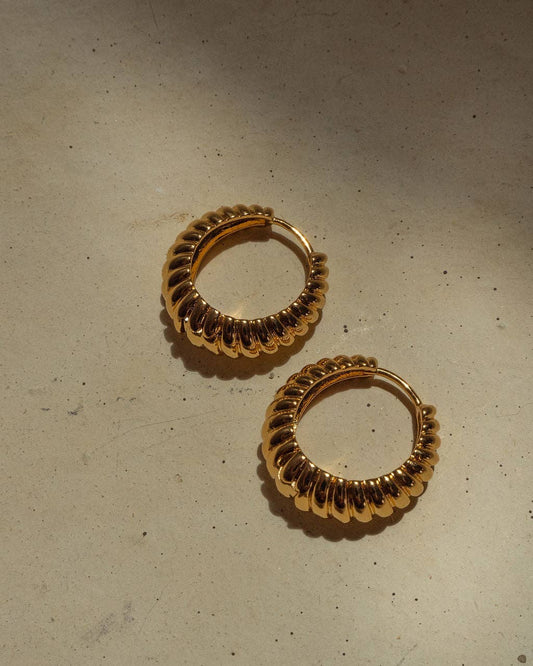 Gold Ridged Marbella Hoops