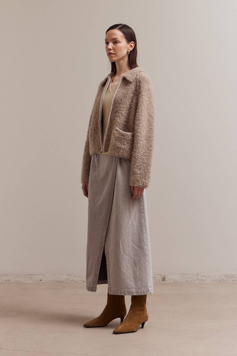 Boucle Knitted Zip-Up Jacket