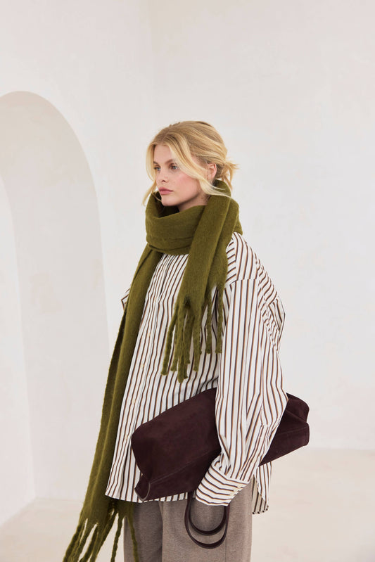 Moss Green Brushed Oversized Scarf