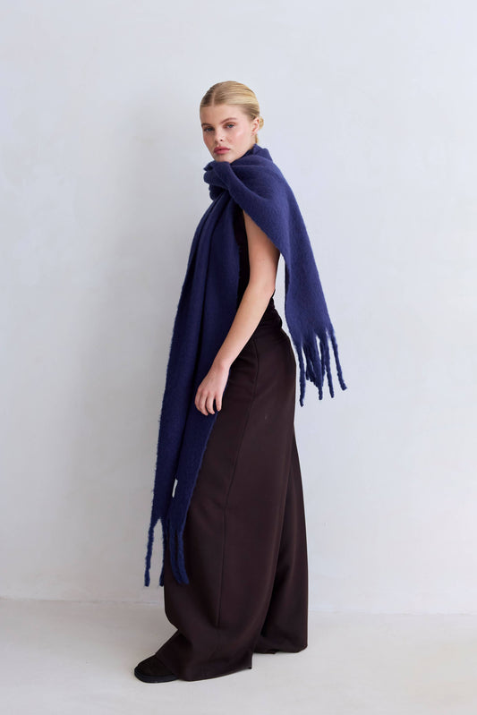 Midnight Blue Brushed Oversized Scarf