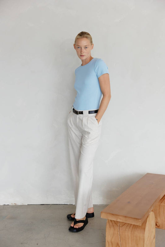 Light Blue Soft Ribbed Tee