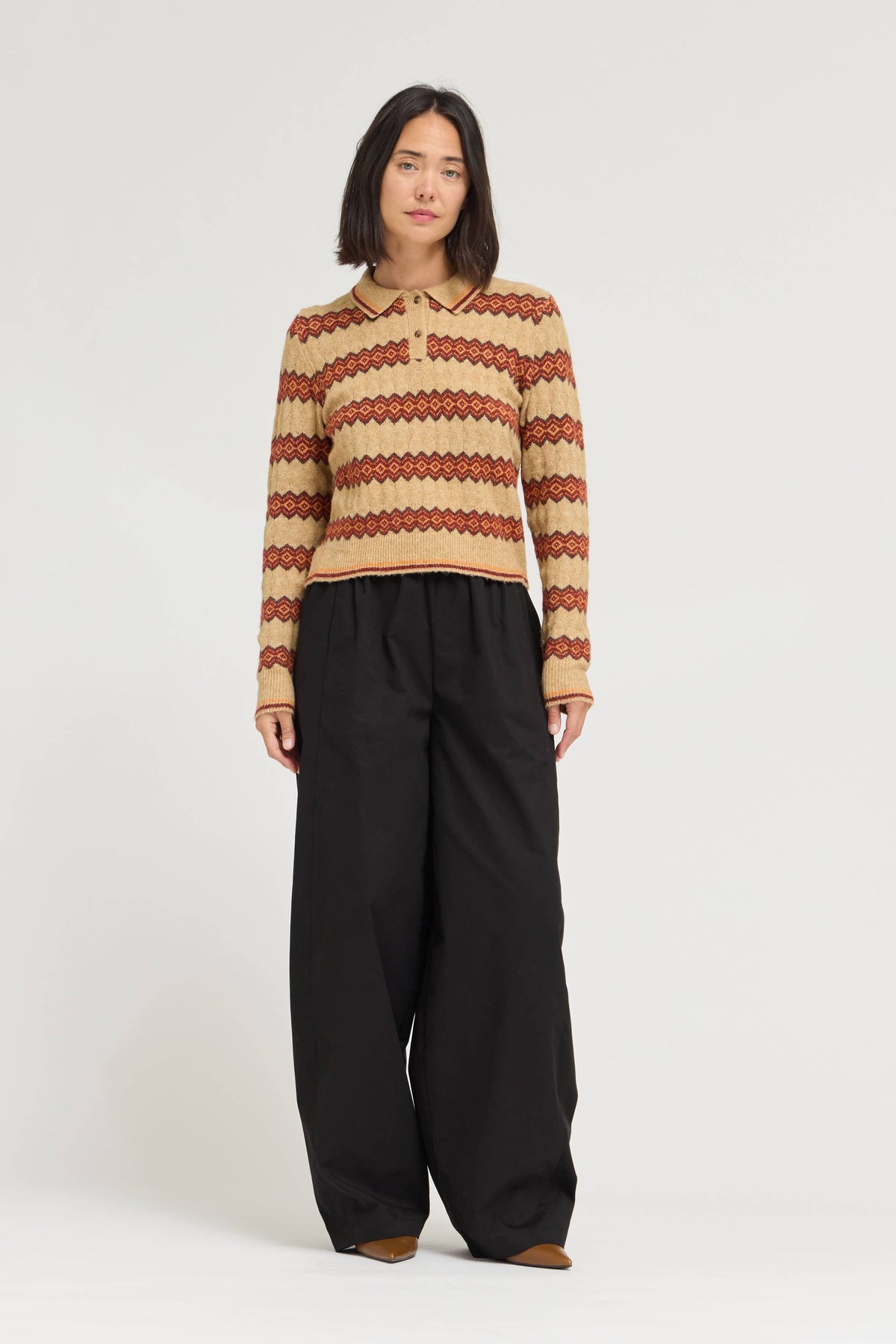 Black Barrel Leg Cotton Pants