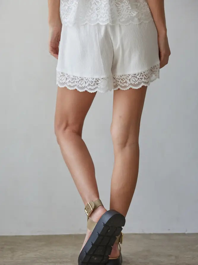 Cotton Lace Trim Shorts