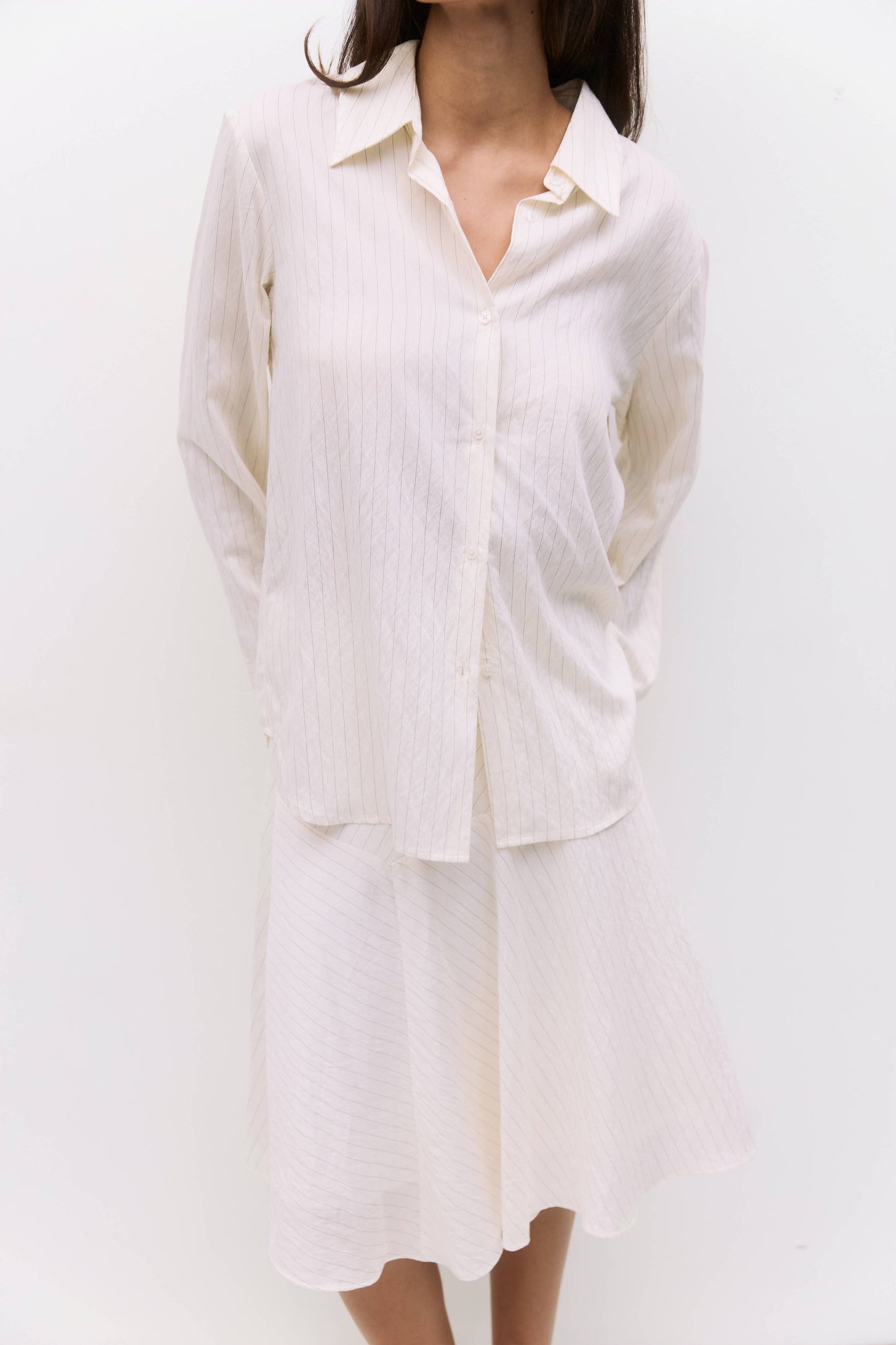 Ivory Pinstripe Button Up Shirt