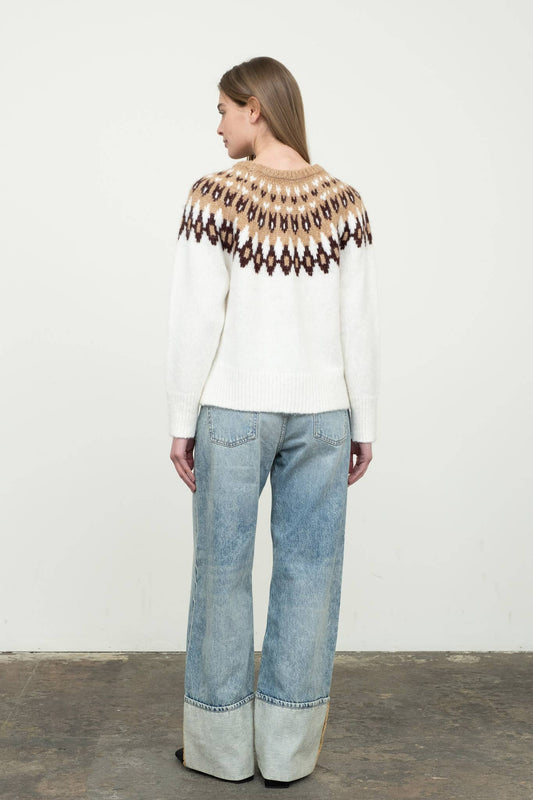 Cream Fair Isle Pullover Sweater