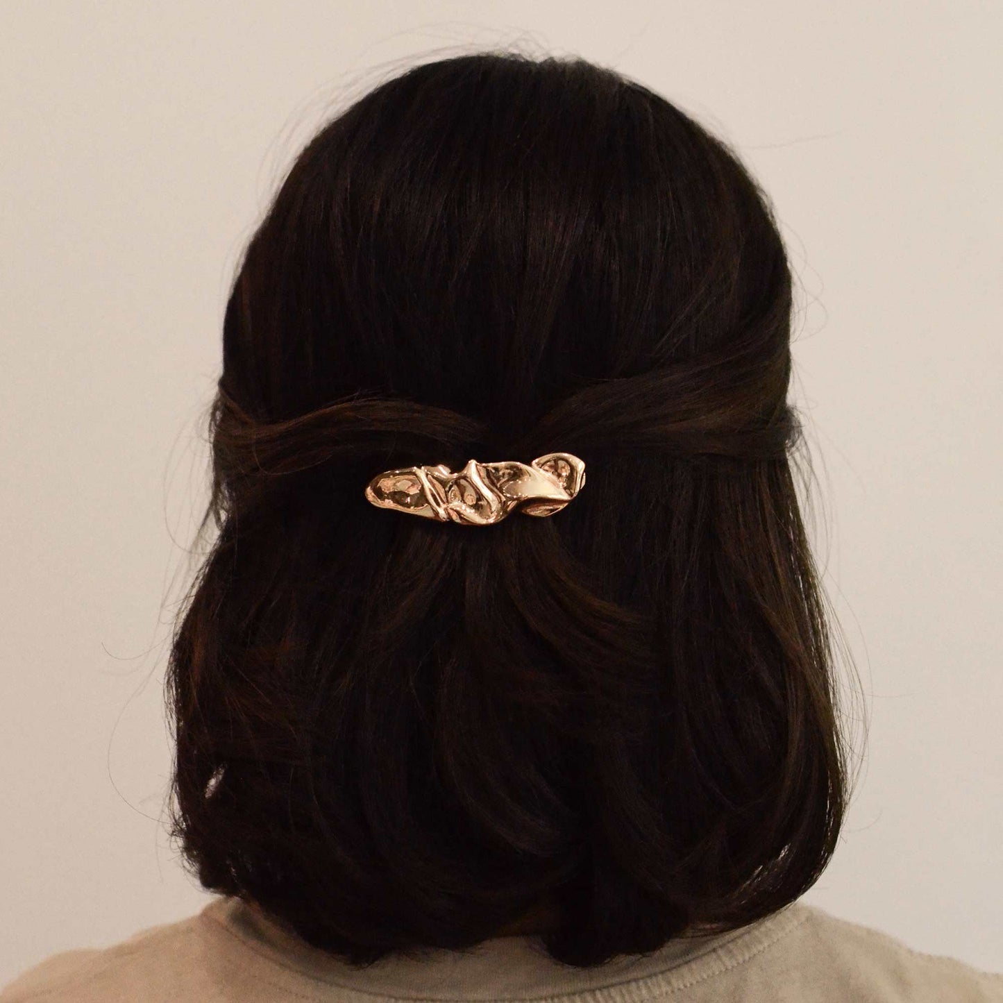 Gold Textured Metal Barrette Hair Clip